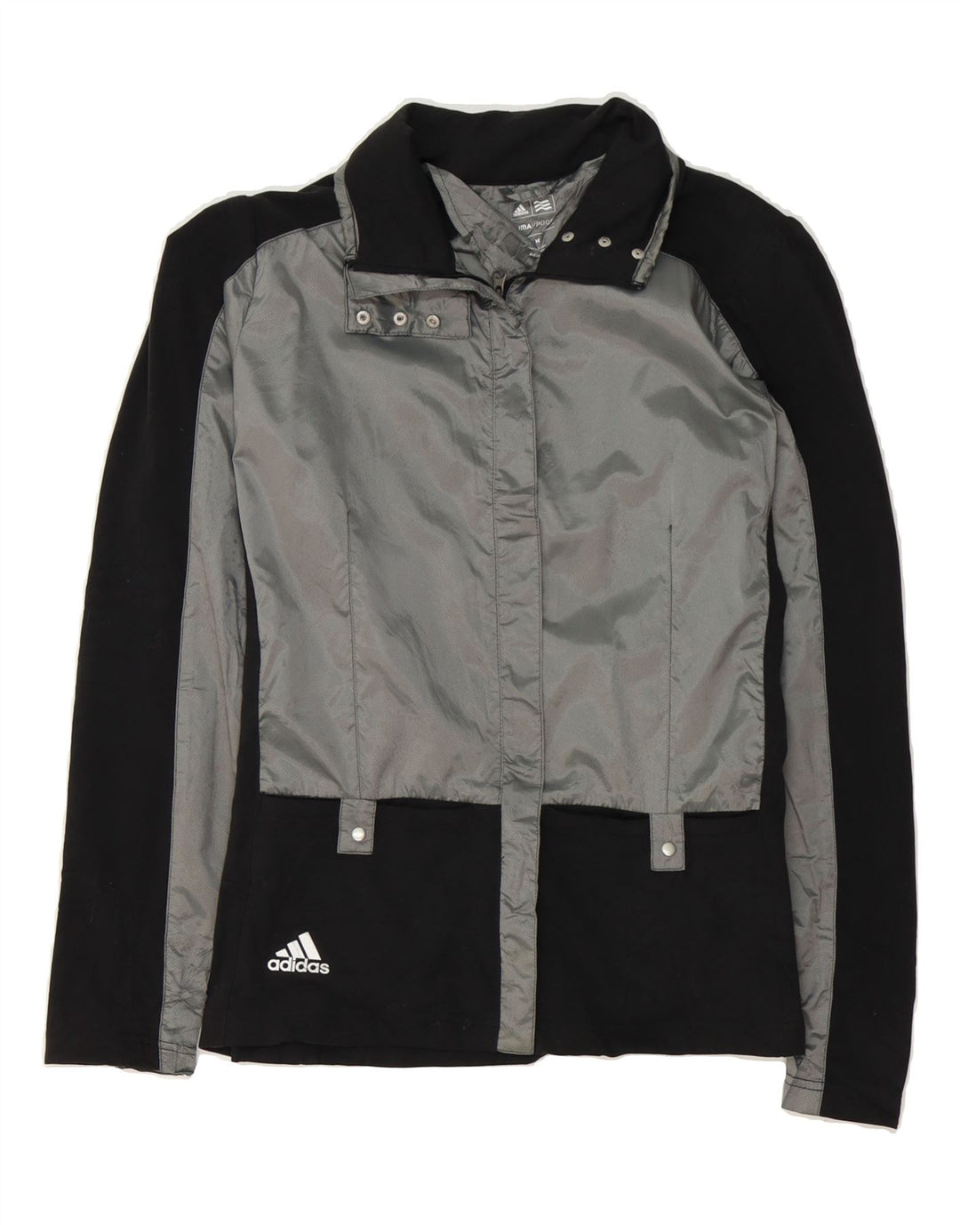 ADIDAS Womens Clima Proof Tracksuit Top Jacket UK 14 Medium Grey Vintage Adidas and Second-Hand Adidas from Messina Hembry 