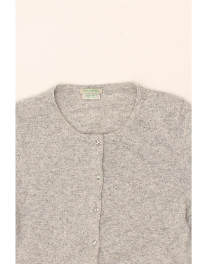 BENETTON Womens Cardigan Sweater UK 10 Small Grey Angora Vintage Benetton and Second-Hand Benetton from Messina Hembry 