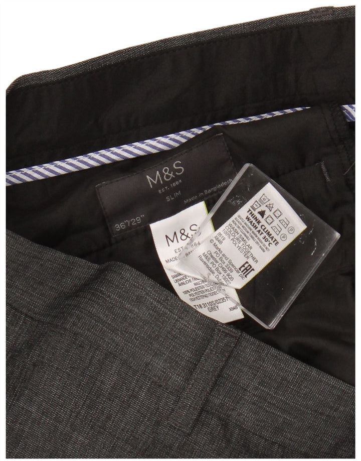 Мужские узкие брюки Marks & Spencer W36 L29, серый полиэстер
