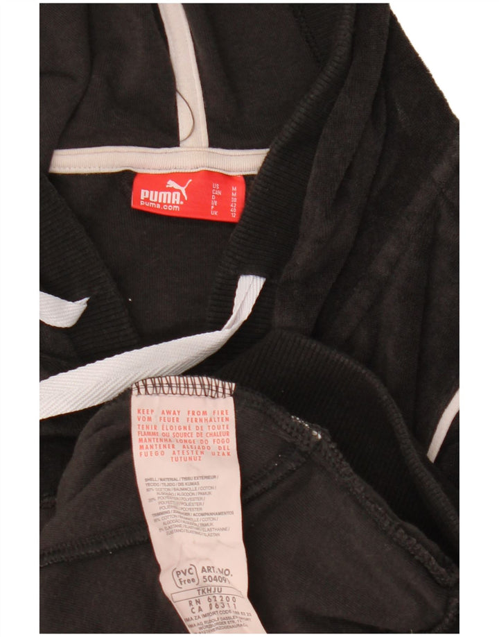 PUMA Женский бархатный свитер с капюшоном на молнии с короткими рукавами UK 12, средний черный