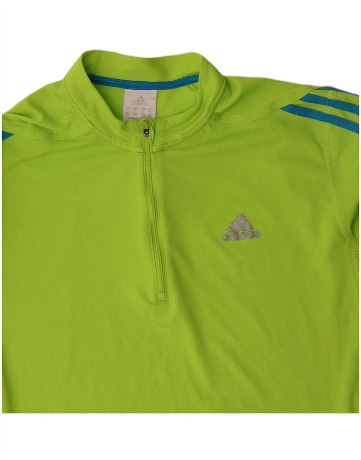Мужской пуловер ADIDAS с воротником на молнии, спортивный костюм, средний зеленый полиэстер