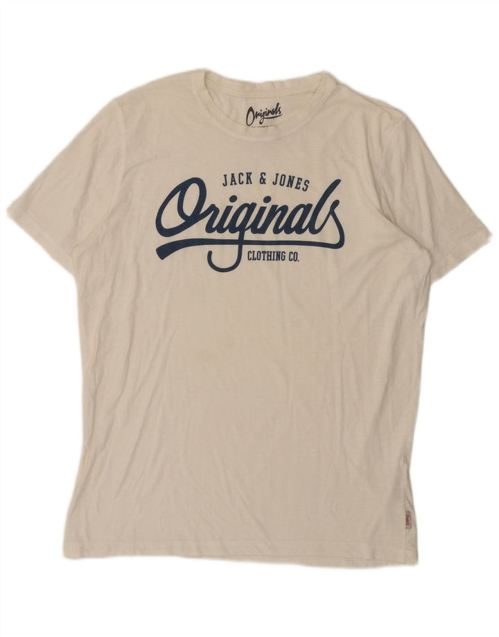 Мужская футболка с рисунком Jack & Jones Top XL, белый полиэстер