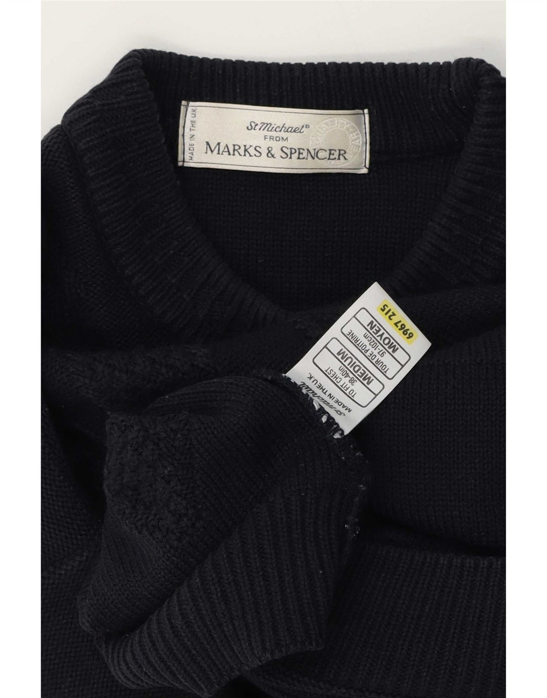 Мужской джемпер с круглым вырезом Marks & Spencer St. Michael, средний темно-синий