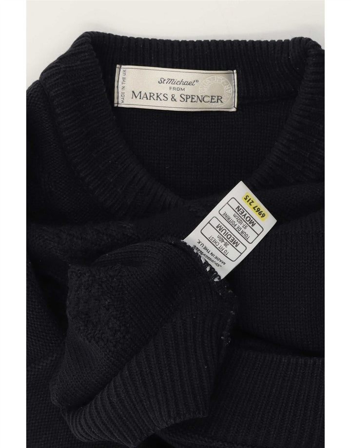 Мужской джемпер с круглым вырезом Marks & Spencer St. Michael, средний темно-синий