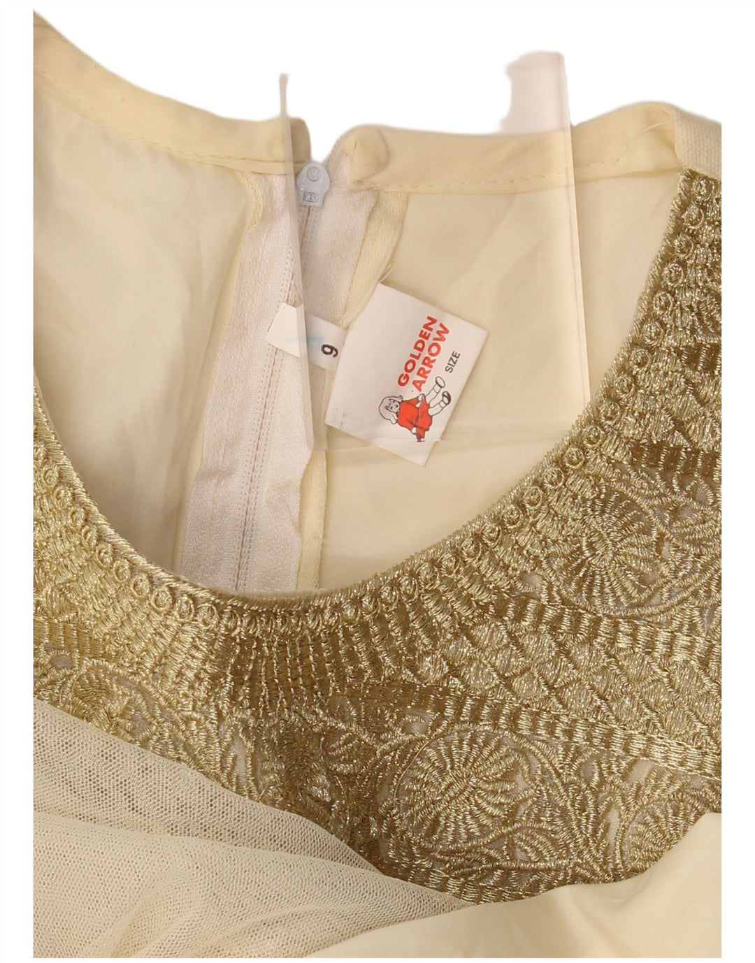 ВИНТАЖНОЕ женское платье А-силуэта с длинными рукавами, США 6, средний бежевый с цветочным принтом