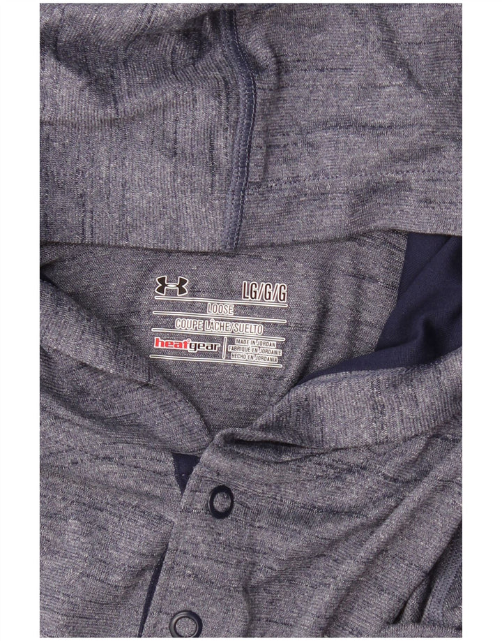 Мужской топ с капюшоном UNDER ARMOR Heat Gear, длинный рукав, большой, темно-синий, в крапинку