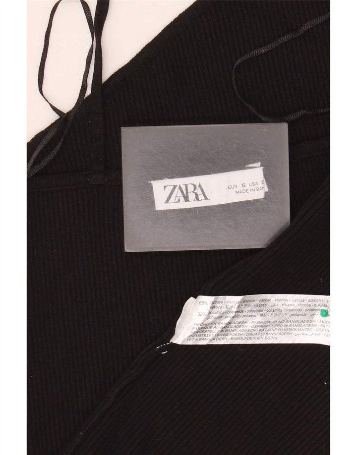 Женский укороченный топ Zara UK 10, маленький черный, вискоза
