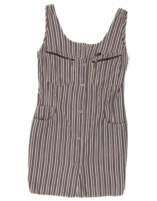 ВИНТАЖНОЕ женское платье-футляр без рукавов UK 8 маленькое темно-синее в полоску