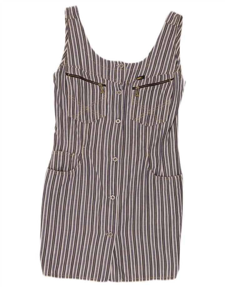 ВИНТАЖНОЕ женское платье-футляр без рукавов UK 8 маленькое темно-синее в полоску