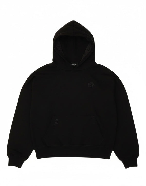 Женский джемпер с капюшоном Guess оверсайз с рисунком UK 4 XS, черный хлопок