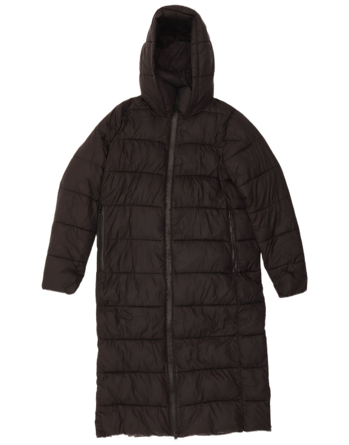 Женское стеганое пальто оверсайз с капюшоном ZARA UK 10, маленький черный полиэстер