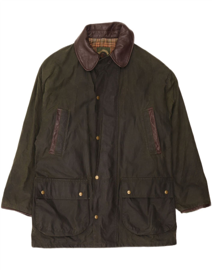 Винтажная мужская куртка из вощеного хлопка, Великобритания, 38, средний зеленый цвет, хлопок с цветными блоками