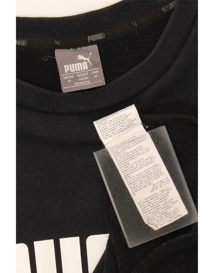 Мужской свитшот с рисунком Puma, хлопковый джемпер среднего размера, черный