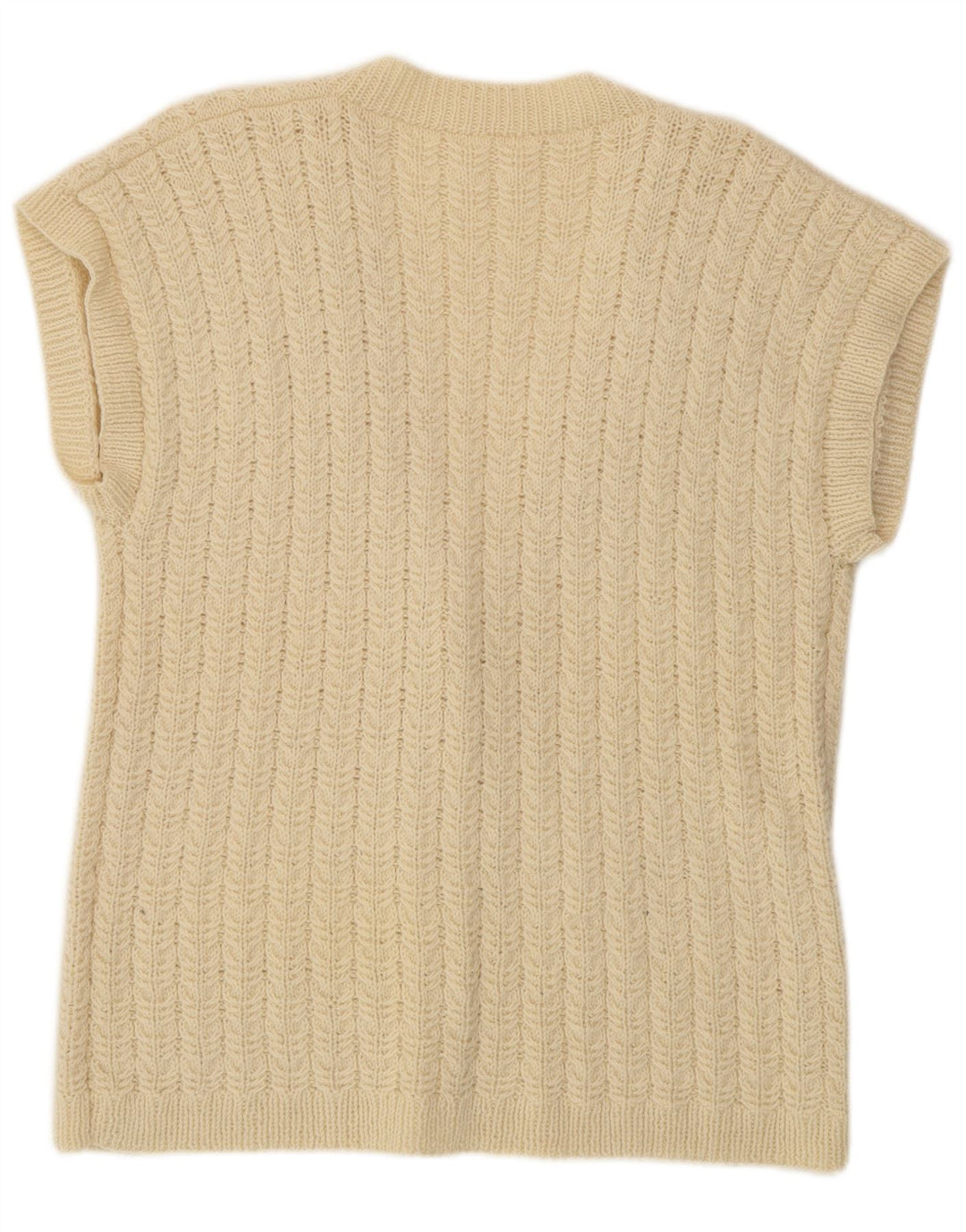 VINTAGE Женский кардиган с короткими рукавами UK 16 Большой Off White