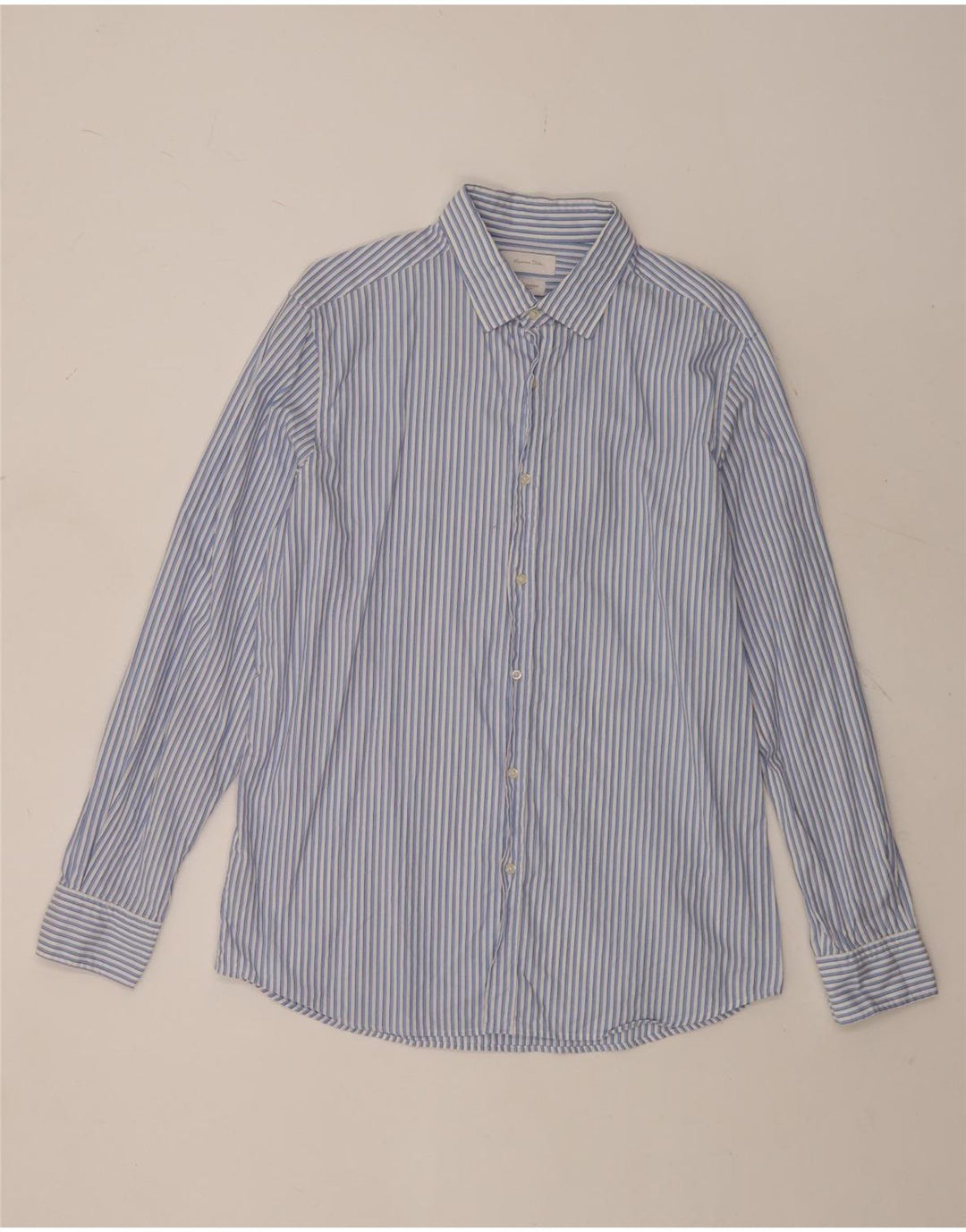 Мужская рубашка Massimo Dutti XL, синяя хлопковая полоска