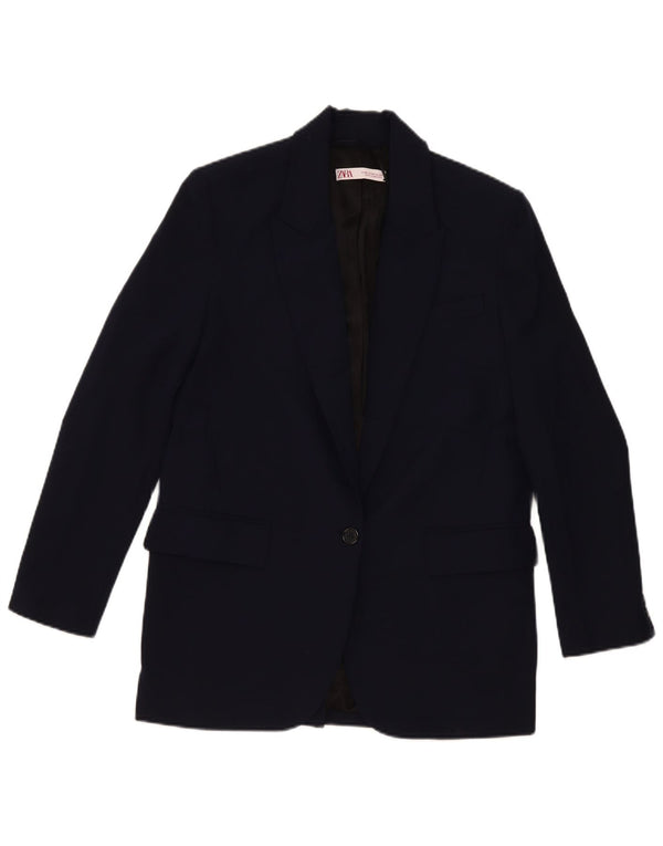 Женский пиджак оверсайз с 2 пуговицами Zara UK 6 XS Темно-синий из вискозы