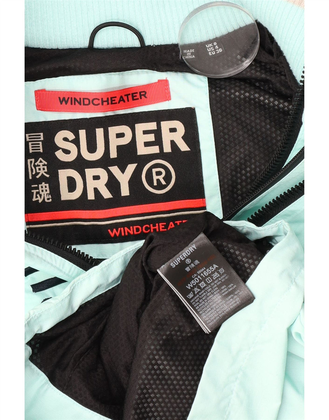 Женская куртка-бомбер Superdry The Windcheater с рисунком UK 8, маленькая, бирюзовая
