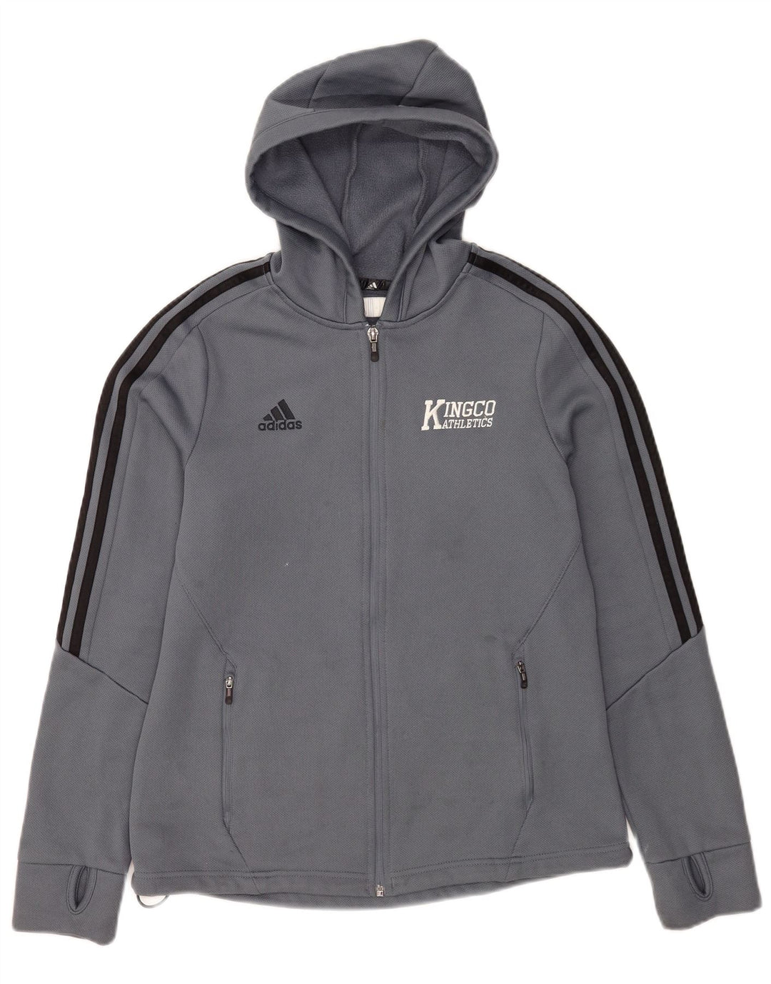 Мужской свитер с капюшоном на молнии Adidas Climawarm, средний синий из полиэстера