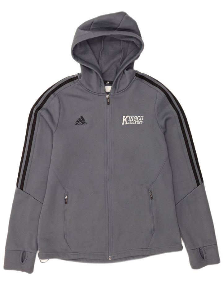 Мужской свитер с капюшоном на молнии Adidas Climawarm, средний синий из полиэстера