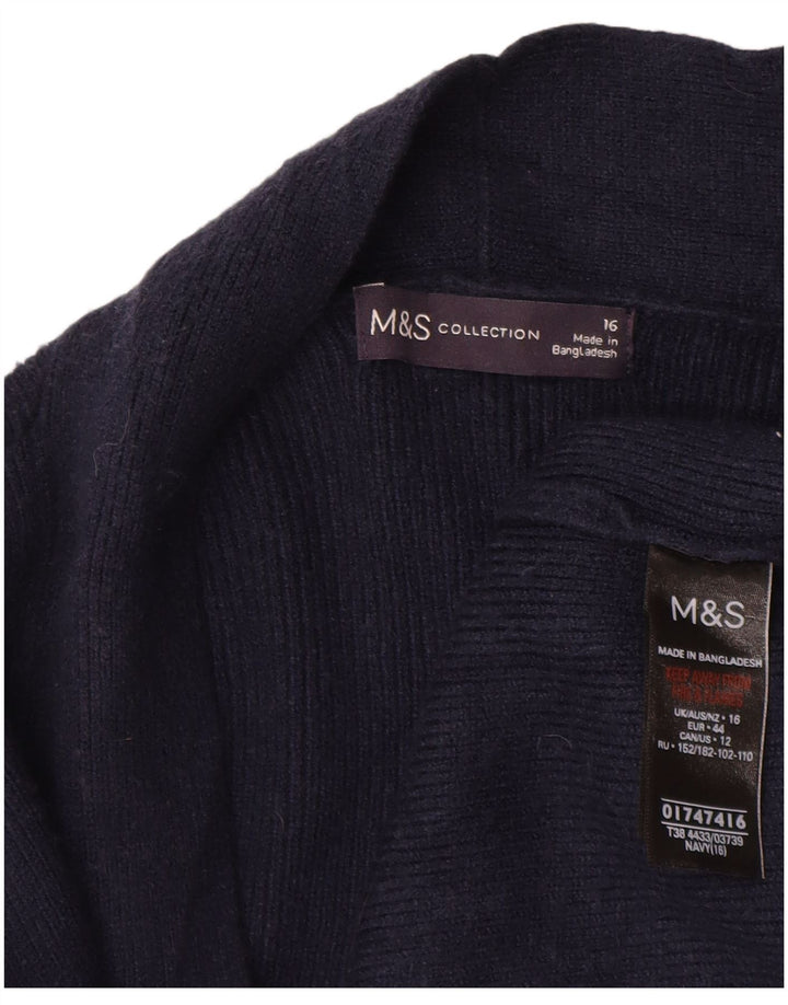 Женский удлиненный открытый кардиган Marks & Spencer UK 16, большой темно-синий