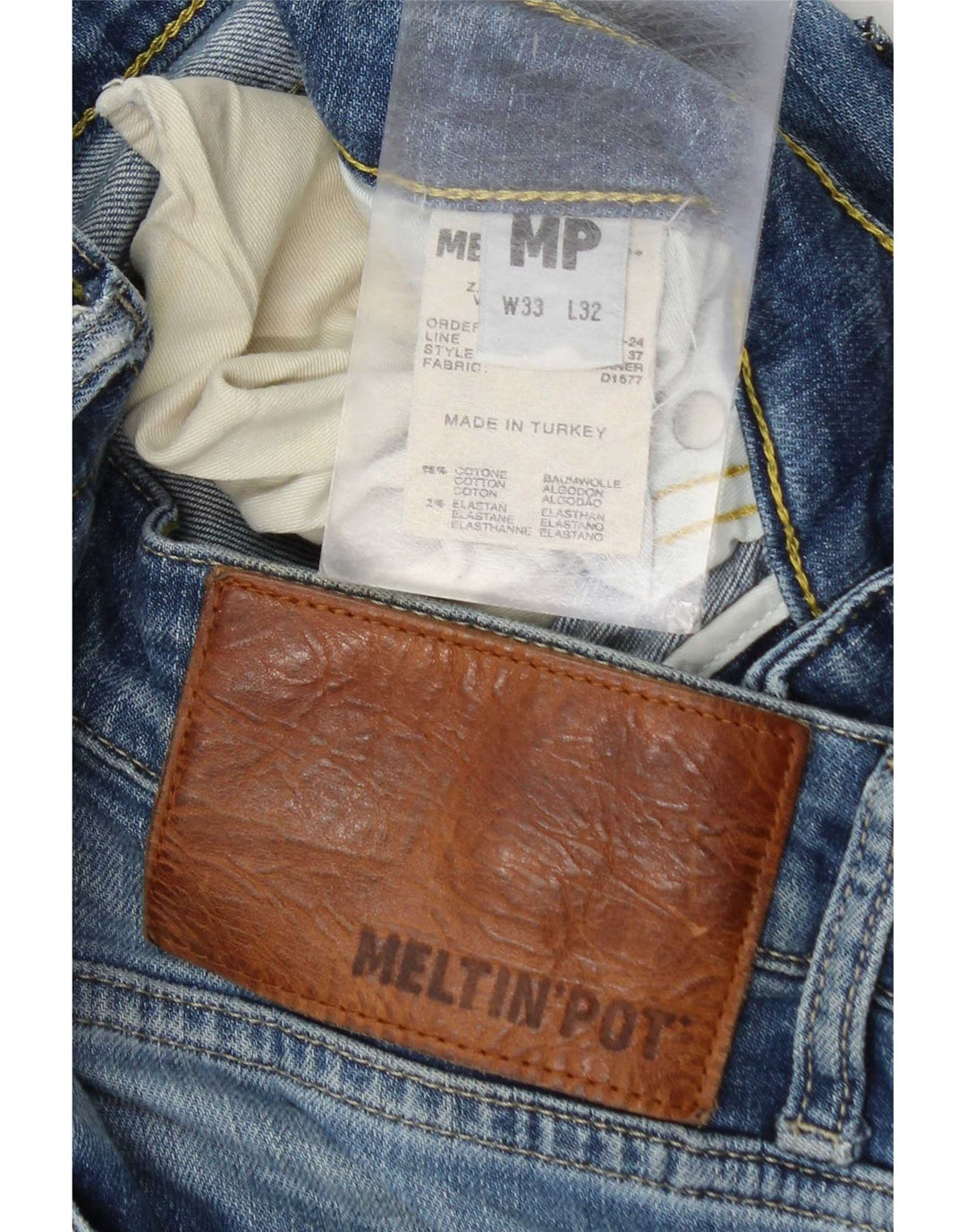 Мужские узкие джинсы Meltin' Pot W33 L32, синие, хлопок