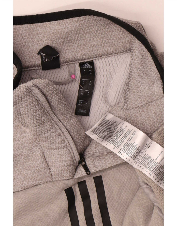Мужской спортивный костюм Adidas Climawarm с воротником на молнии, средний серый полиэстер