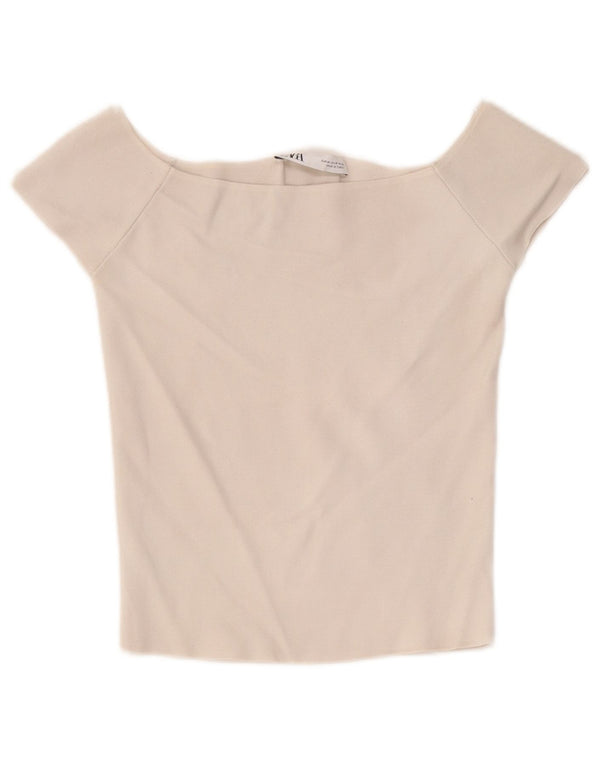 Женский топ с открытыми плечами Zara UK 12, средний белый