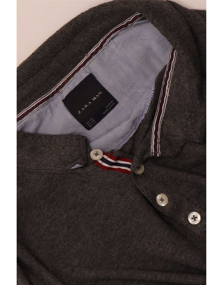 Мужская рубашка-поло с длинным рукавом Zara 2XL, серая