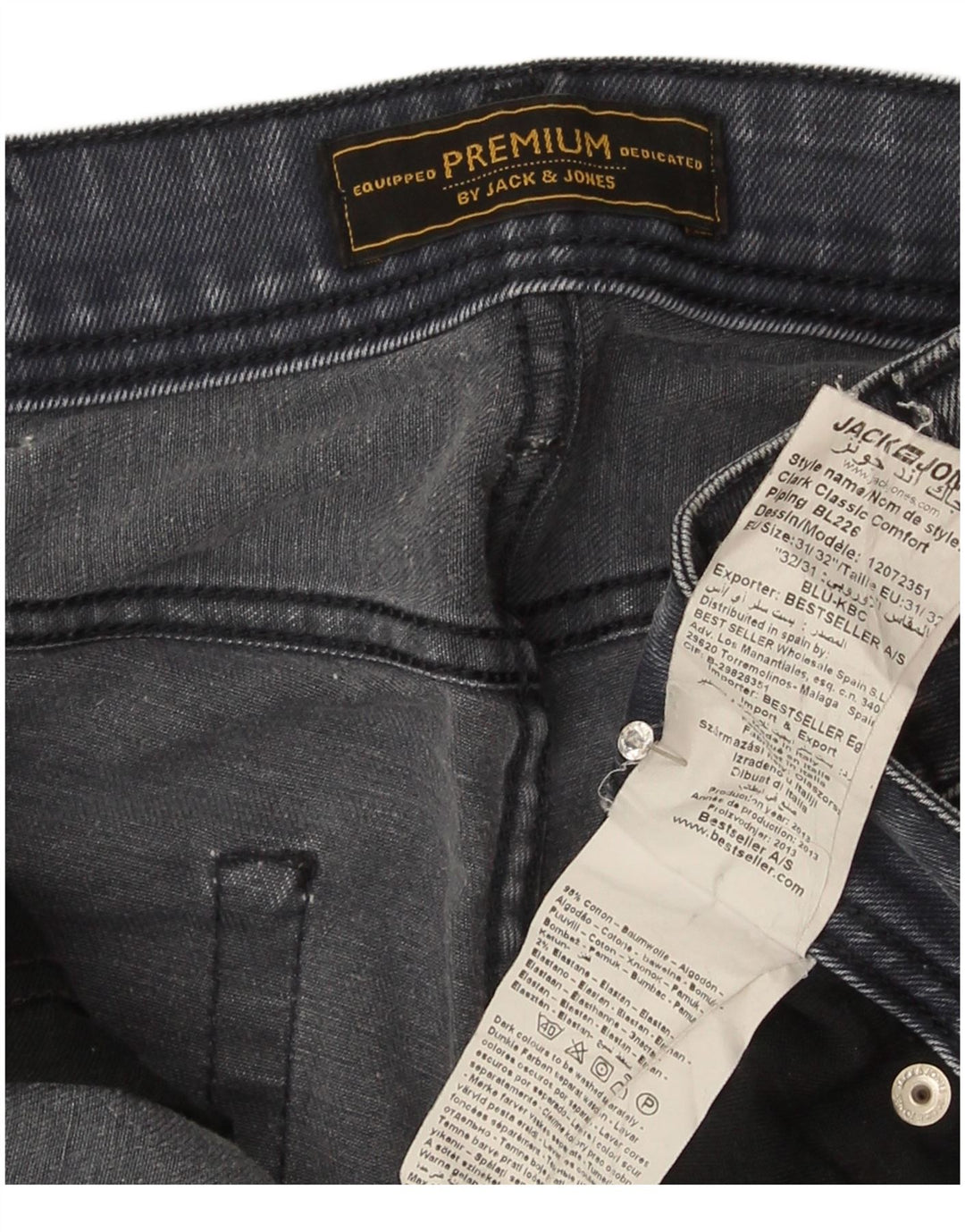 Мужские прямые джинсы Jack & Jones стандартного кроя W31 L31, серые, хлопковые