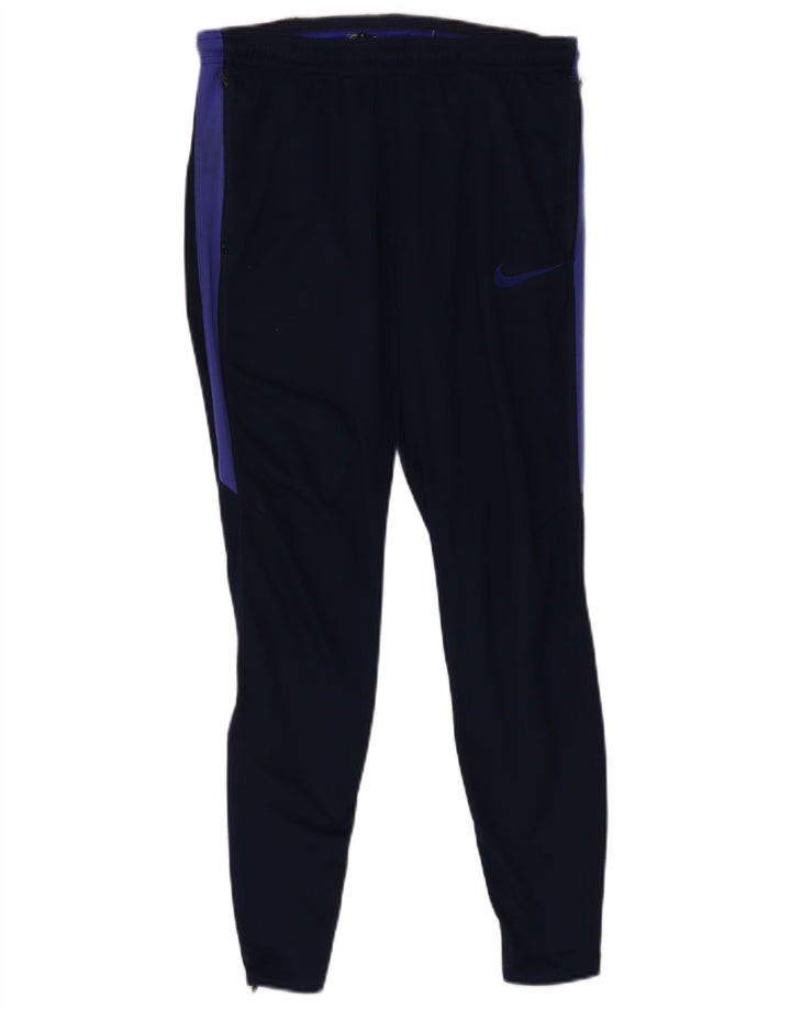 Мужские спортивные брюки Nike Dri Fit среднего размера, темно-синие, полиэстер с цветными блоками