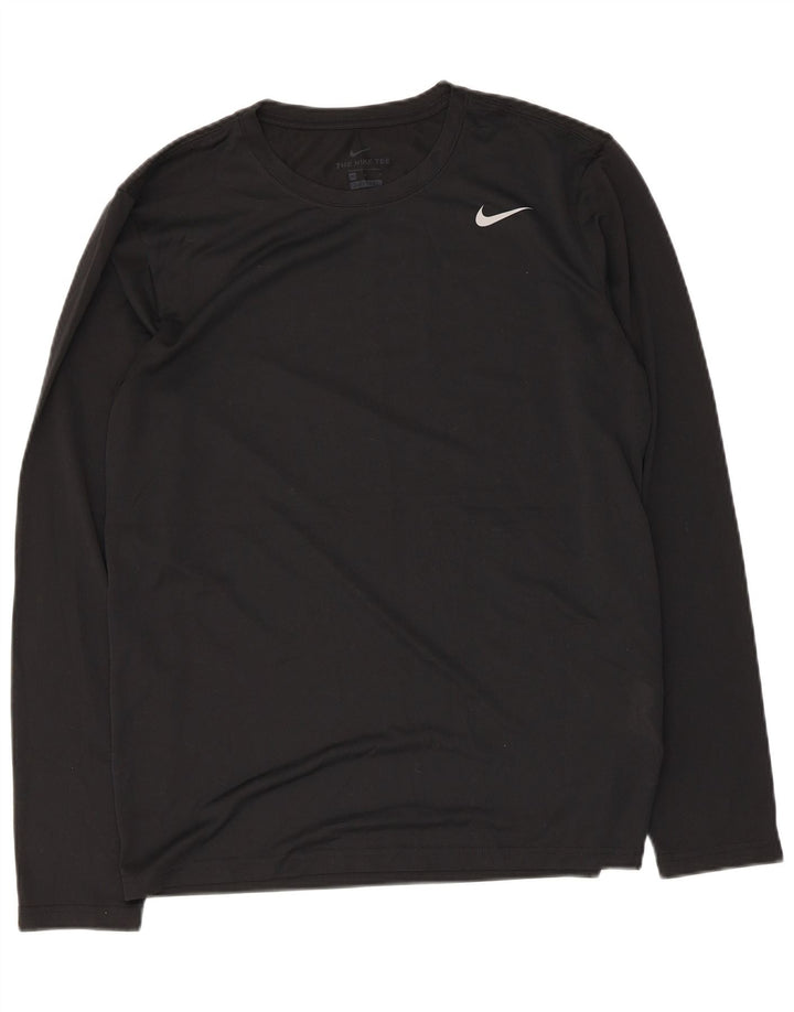 Мужской топ Nike Dri Fit с длинным рукавом, средний черный полиэстер