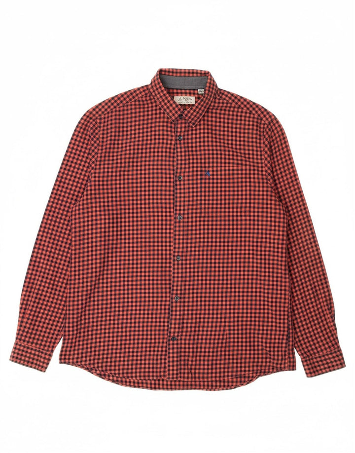 JACK WILLS Mens Classic Fit Flannel Shirt Large Red Gingham Cotton
