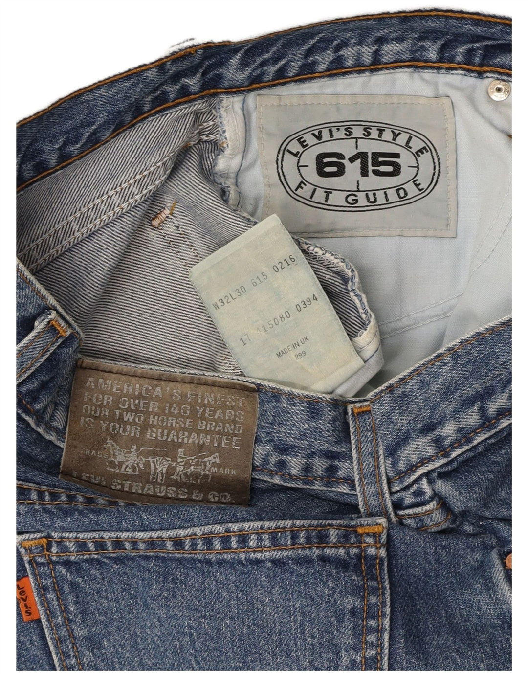 Мужские прямые джинсы LEVI'S 615 W32 L30 синие, хлопок