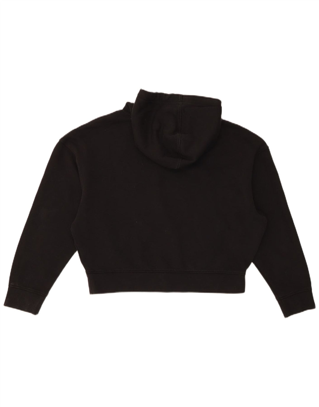 Calvin Klein Женский укороченный джемпер с капюшоном оверсайз UK 14, средний черный хлопок