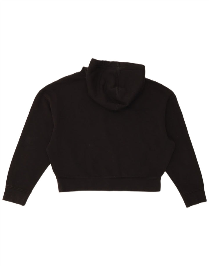 Calvin Klein Женский укороченный джемпер с капюшоном оверсайз UK 14, средний черный хлопок