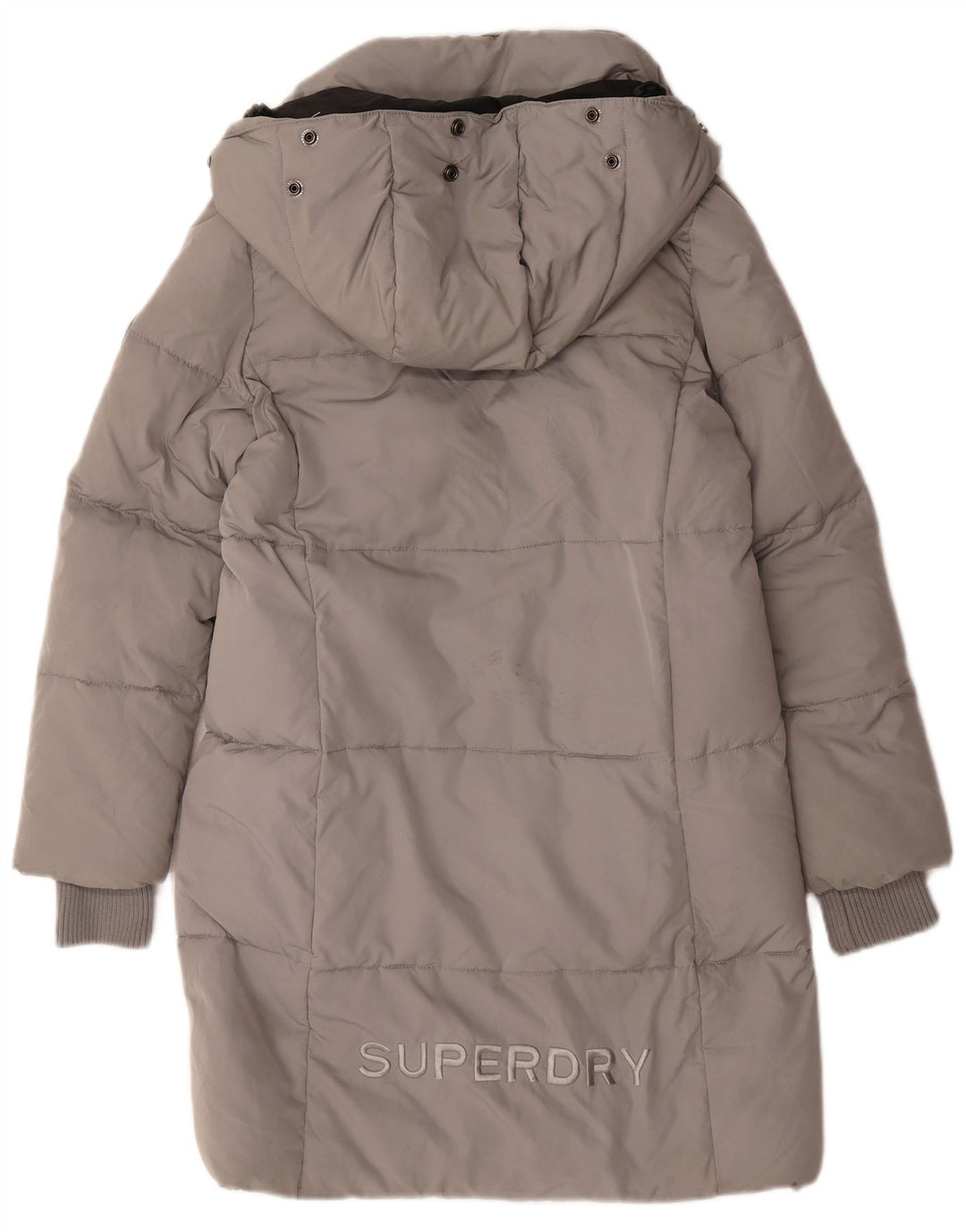 Женское длинное пуховое пальто с капюшоном Superdry UK 10, маленькое серое