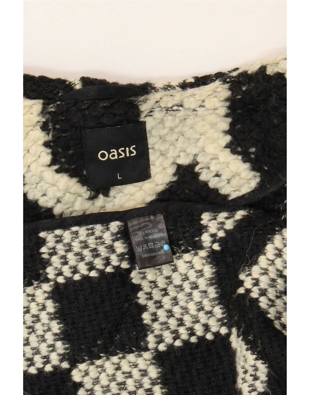 Женское пальто Oasis UK 16, большое черное вискоза с геометрическим рисунком