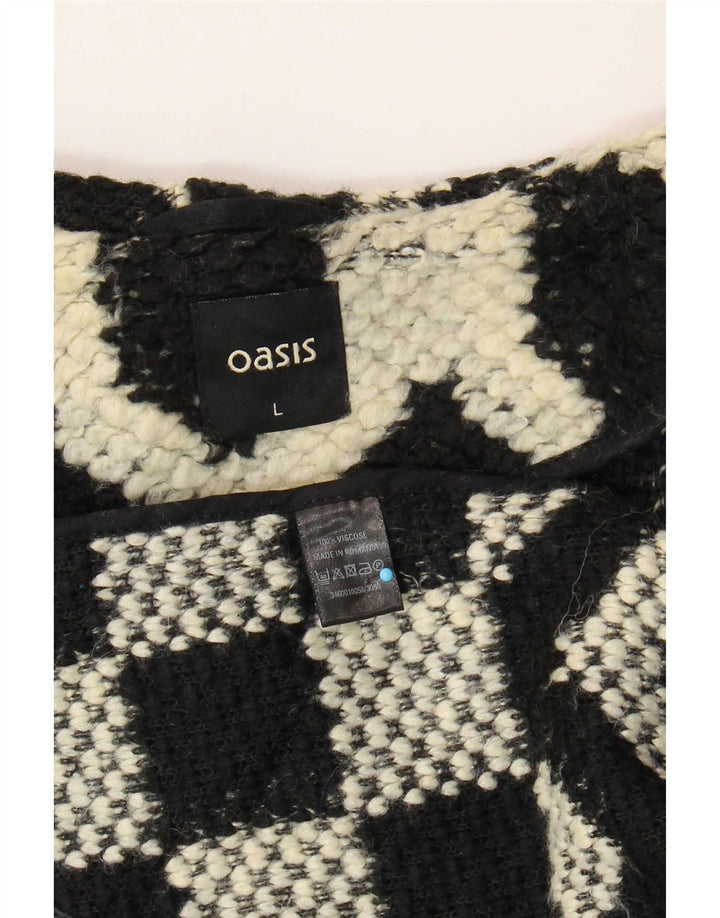 Женское пальто Oasis UK 16, большое черное вискоза с геометрическим рисунком