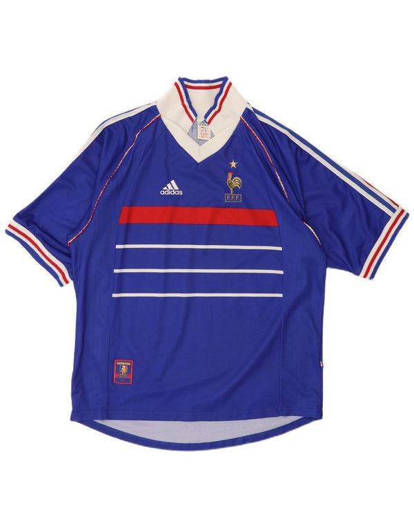 Adidas Mens France Home 1998 Football Shirt XL Синяя полиэстер с цветными блоками