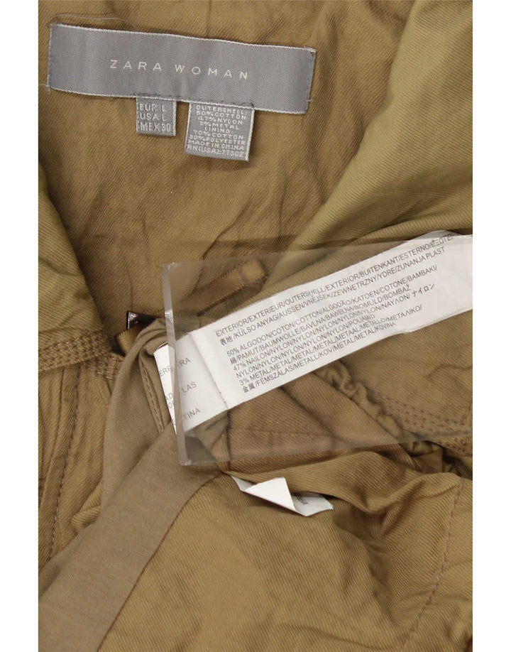 Женская куртка Zara UK 16, большой размер, хлопок цвета хаки