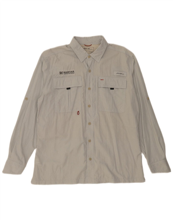 EDDIE BAUER Mens Graphic Classic Fit Shirt Large Grey Check Polyester
