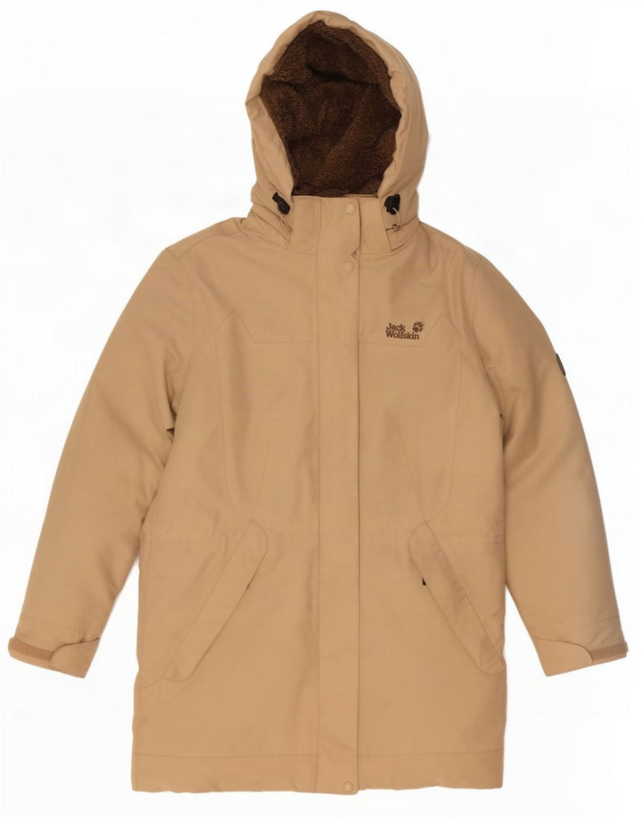 Женская парка Jack Wolfskin с капюшоном UK 14, средний бежевый полиэстер
