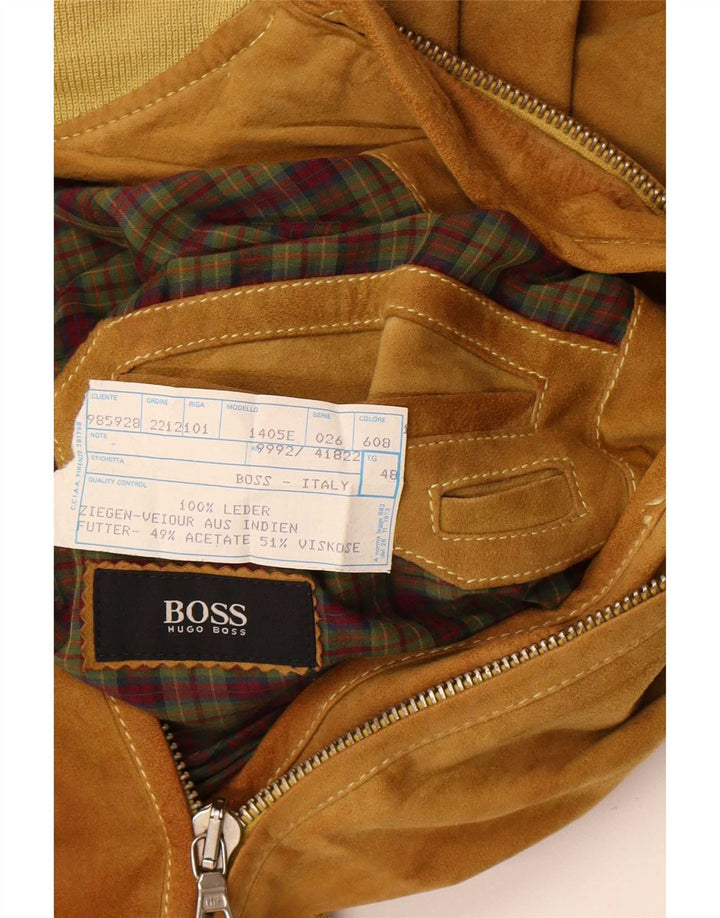 Мужской замшевый бомбер свободного кроя Hugo Boss EU 48, средний коричневый кожаный