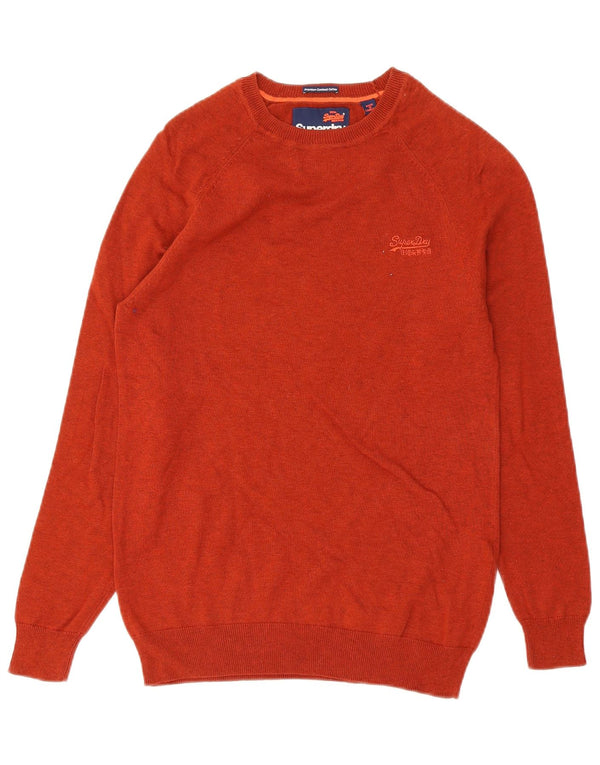 Мужской джемпер с вырезом лодочкой Superdry, маленький оранжевый хлопковый свитер
