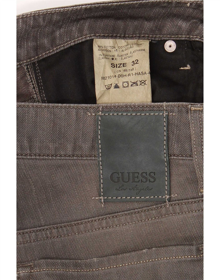 Guess Мужские потертые прямые джинсы W32 L32 Серые хлопковые