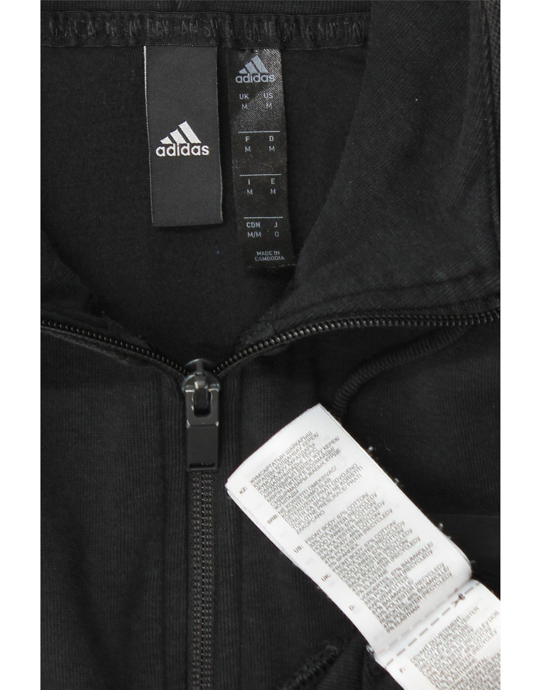 Мужской свитер с капюшоном на молнии Adidas среднего размера, черный, хлопок