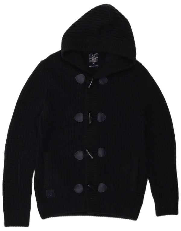 Мужской кардиган с капюшоном и пуговицами North полюс, черный шерстяной зимний свитер XL