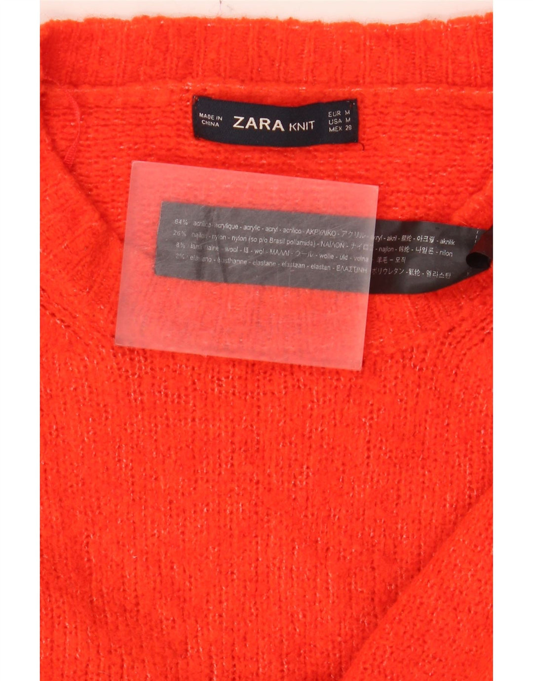 Женский длинный длинный джемпер с круглым вырезом Zara UK 14, средний красный