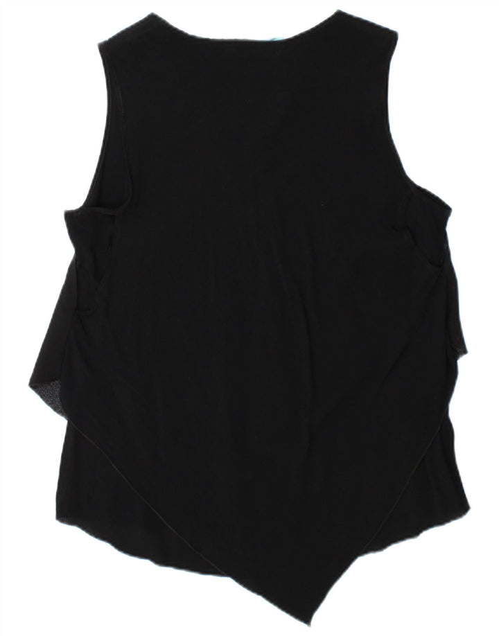 Женская блузка без рукавов DESIGUAL UK 14, большая черная с цветочным принтом