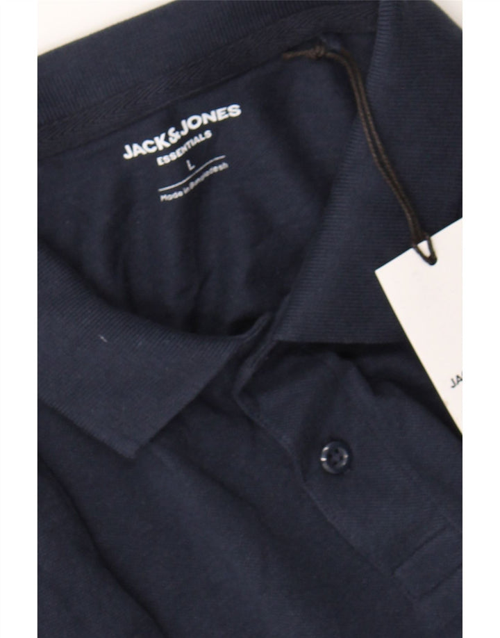JACK & JONES Mens Polo Shirt Large Navy Blue Cotton Vintage Jack & Jones and Second-Hand Jack & Jones from Messina Hembry 